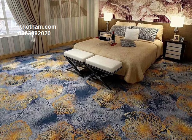 Thảm in sợi nylon hoa văn khách sạn