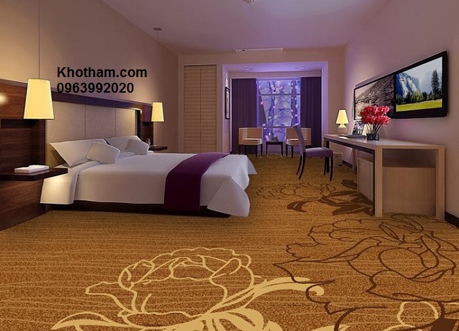 Thảm in sợi nylon hoa văn khách sạn